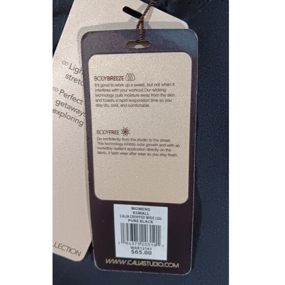 Calia Cropped Wide Leg Pants XS Black High Rise Athletic Lounge Activewear NWT - Picture 6 of 6